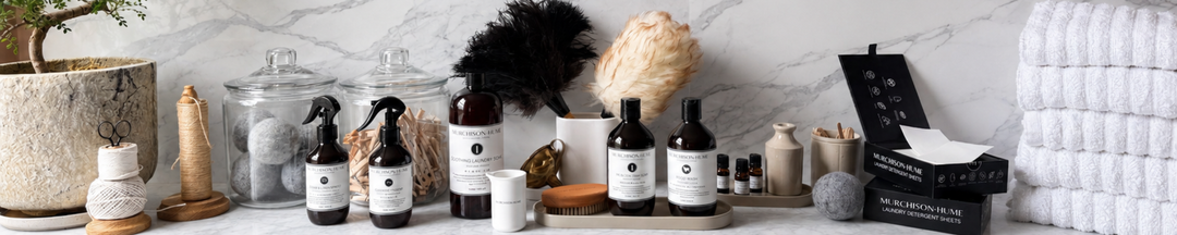 Murchison-Hume laundry and home fragrance collection with plant-based laundry soap and candles