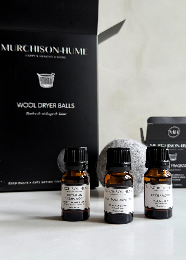 Wool Dryer Balls + Laundry Fragrance Trio Bundle